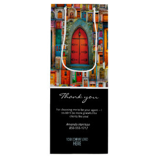 Company Logo Vintage Doors Thank You Client Gift Wine Gift Bag