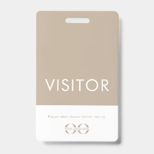 Company Logo Visitor Badge Beige ID Badge
