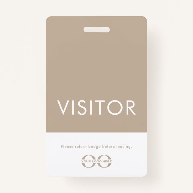 Company Logo Visitor Badge Beige ID Badge (Front)