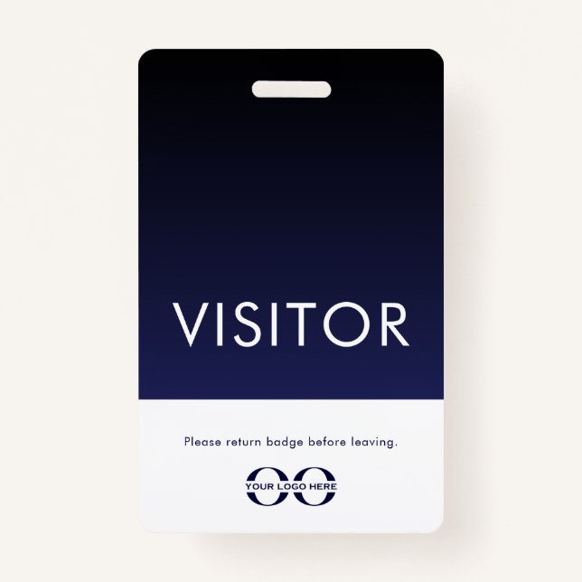 Company Logo Visitor Badge Navy Blue ID Badge (Front)