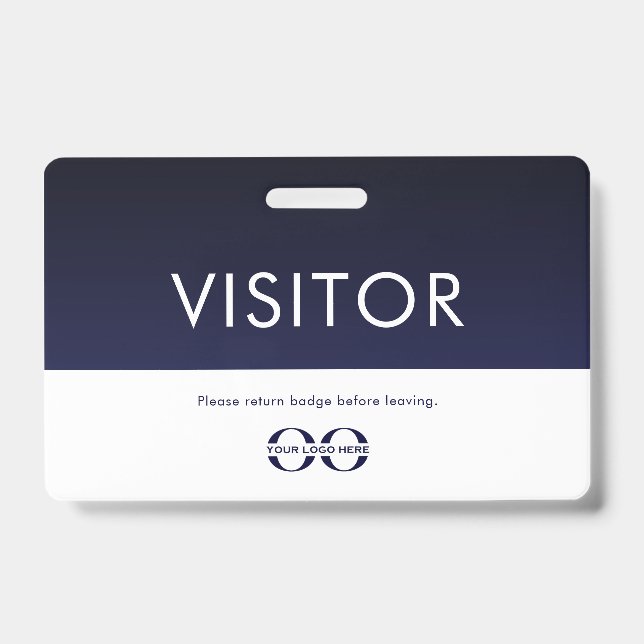Company Logo Visitor Badge Navy Blue ID Badge (Front)