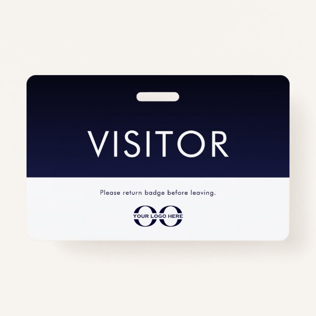 Company Logo Visitor Badge Navy Blue ID Badge (Front)