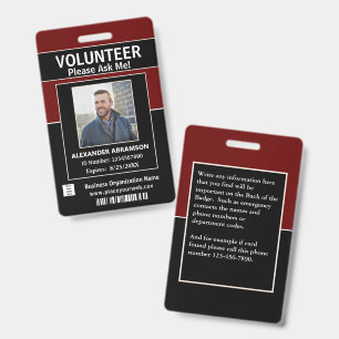 Company Logo Volunteer Modern ID Identification Badge