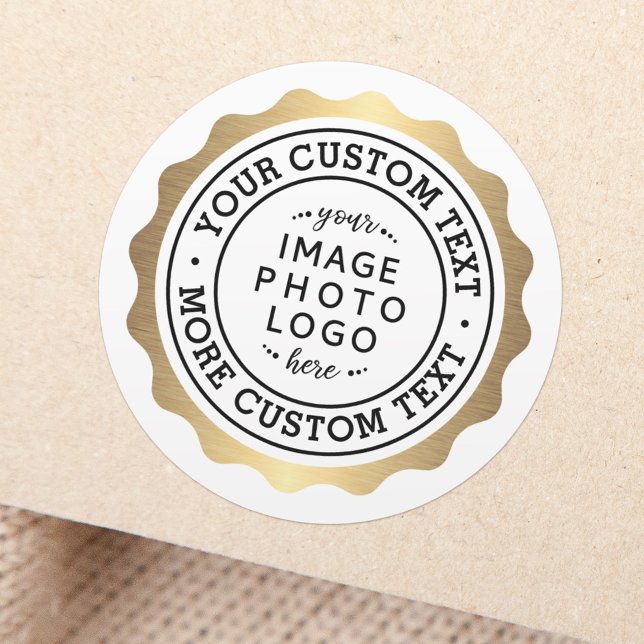 Company logo wavy border faux golden seal sticker (Creator Uploaded)