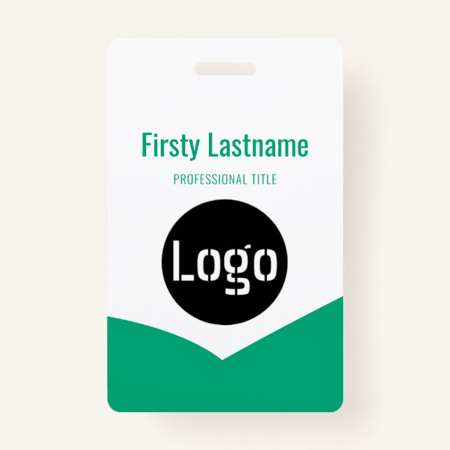 Company Logo with First and Last Names Bar Code Ba ID Badge (Front)