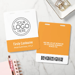 Company Logo with First and Last Names Bar Code ID Badge