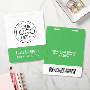 Company Logo with First and Last Names Bar Code ID Badge