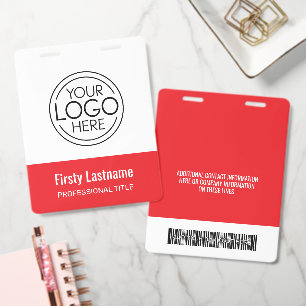 Company Logo with First and Last Names Bar Code ID Badge