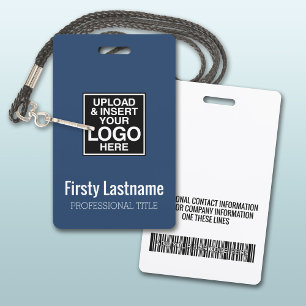 Company Logo with First and Last Names Bar Code ID Badge