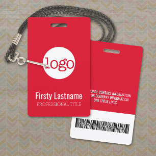 Company Logo with First and Last Names Bar Code ID Badge