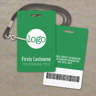 Company Logo with First and Last Names Bar Code ID Badge