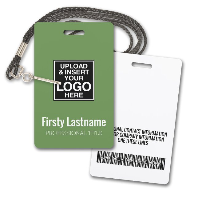 Company Logo with First and Last Names Bar Code ID Badge (Plastic ID Badge with logo and Credentials)