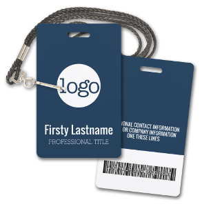 Company Logo with First and Last Names Bar Code ID Badge