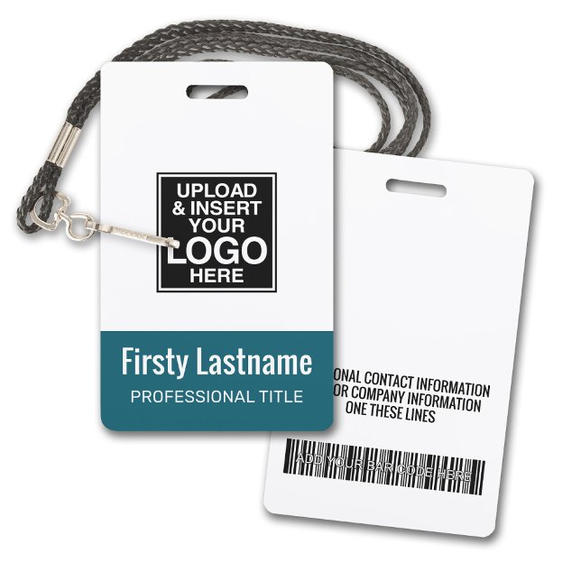 Company Logo with First and Last Names Bar Code ID Badge (Plastic ID Badge with logo and Credentials)