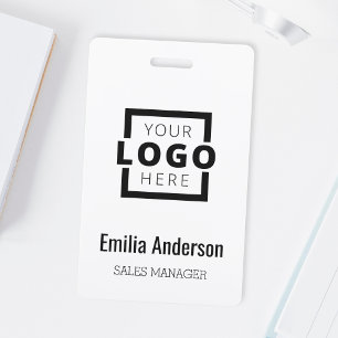 Company Logo with First and Last Names Bar Code ID Badge