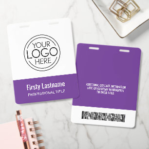 Company Logo with First and Last Names Bar Code ID Badge