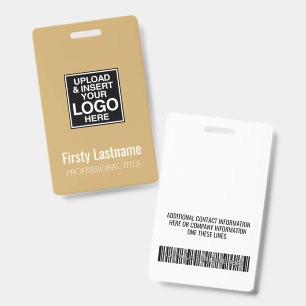 Company Logo with First and Last Names Bar Code ID Badge