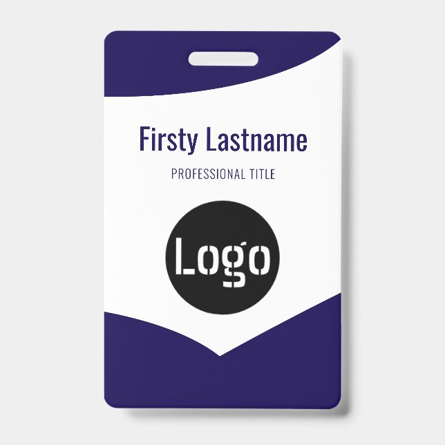 Company Logo with First and Last Names Bar Code ID Badge (Front)