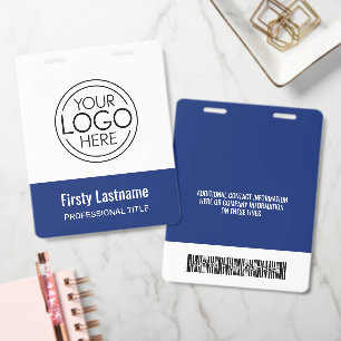 Company Logo with First and Last Names Bar Code ID Badge