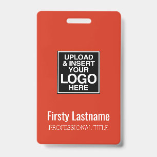 Company Logo with First and Last Names Bar Code ID Badge