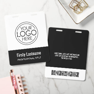 Company Logo with First and Last Names Bar Code ID Badge