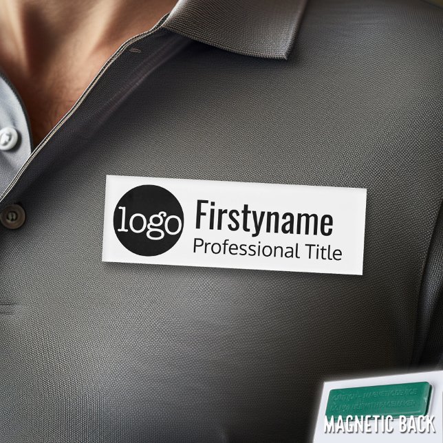 Company Logo with First Name Professional Title Tag (Custom Name Tag - Personalize )