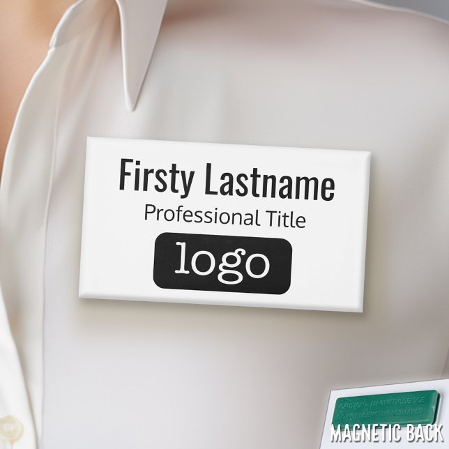 Company Logo with First Name Professional Title Tag (Custom Logo Name Tag)