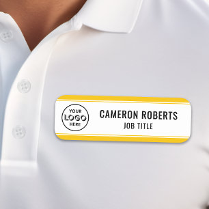 Company Logo Yellow Magnetic Employee Name Tag