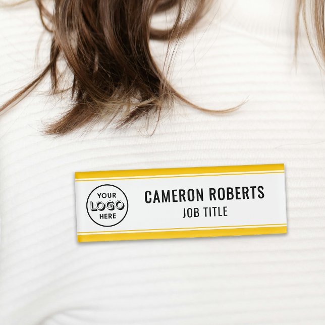 Company Logo Yellow Magnetic Employee Name Tag (Creator Uploaded)