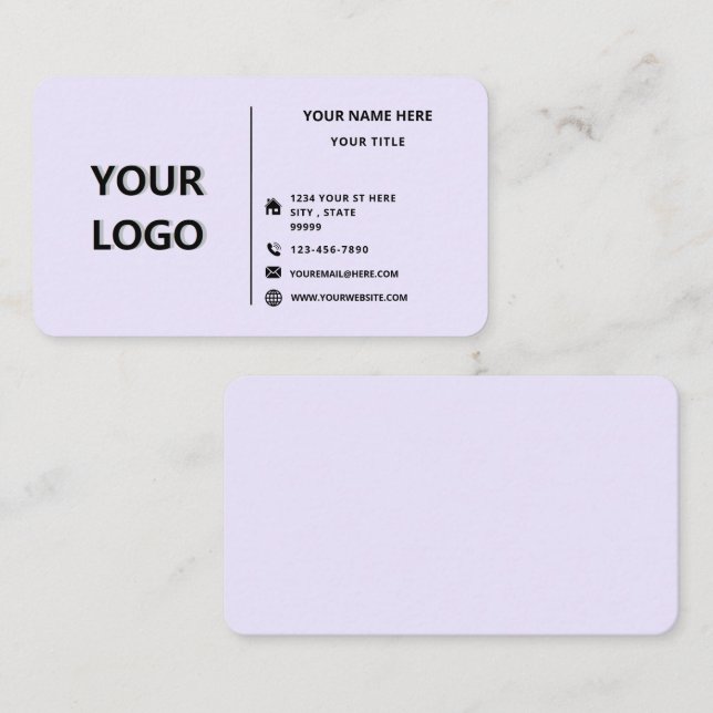Company Logo Your Design Business Card Template (Front/Back)