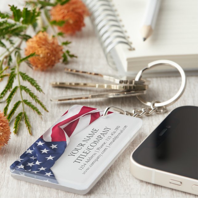 Company Name Business American Flag  Key Ring (Front Right)