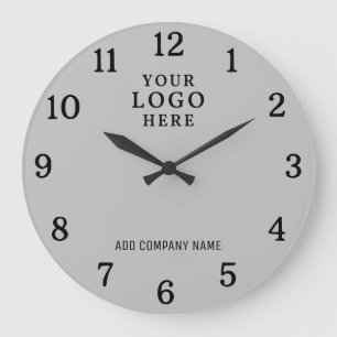 Company Name Business Logo Branded Promo Grey Large Clock