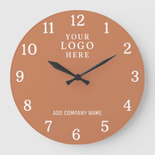 Company Name Business Logo Branded Terracotta Large Clock