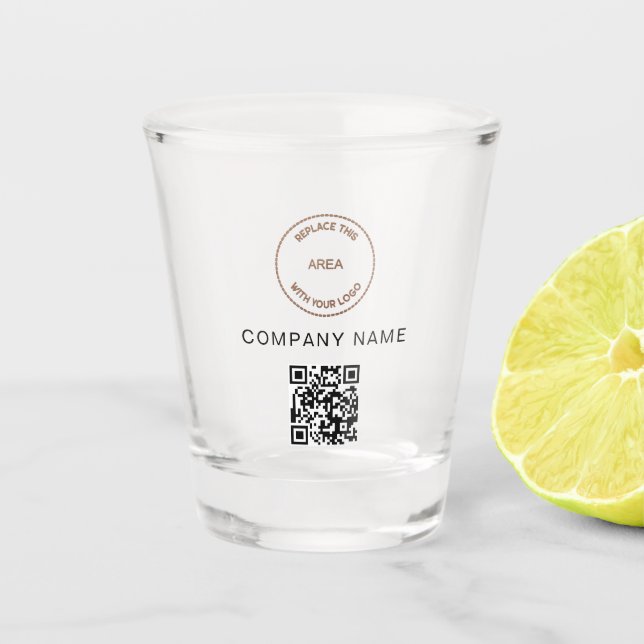 Company Name Logo QR Code Promotional  Shot Glass (Front)