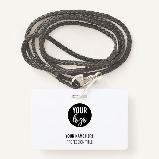 Company Office Employee Recognition Business Logo ID Badge (Front with Lanyard)