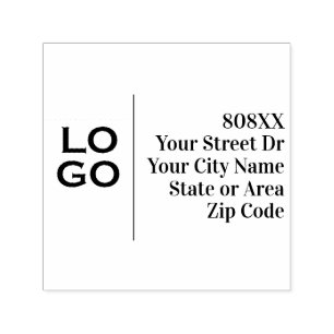 Company or Business Custom Logo & Address Self-inking Stamp