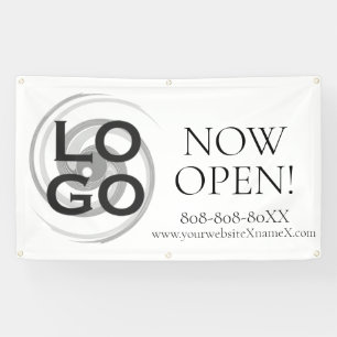 Company or Business Custom Logo Now Open Sign