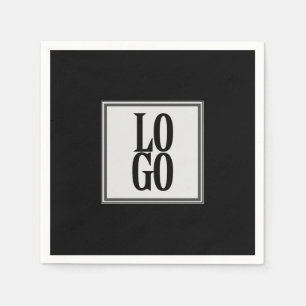 Company or Business Custom Logo on Black Napkin