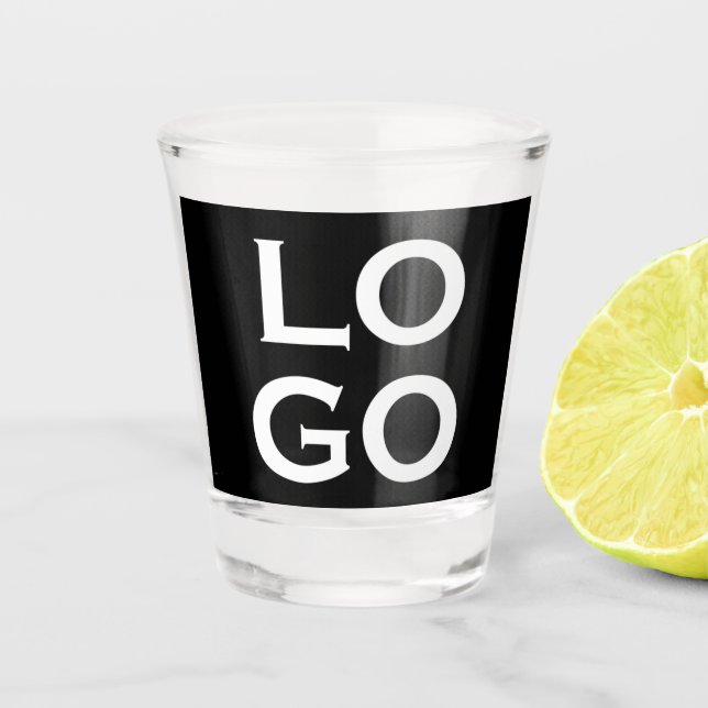 Company or Business Custom Logo on Black Shot Glass (Front)