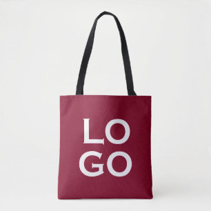 Company or Business Custom Logo on Burgundy Tote Bag