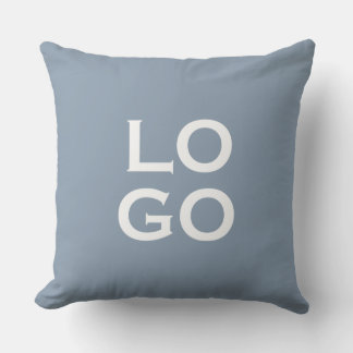 Company or Business Custom Logo on Dusty Blue Cushion