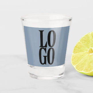 Company or Business Custom Logo on Dusty Blue Shot Glass