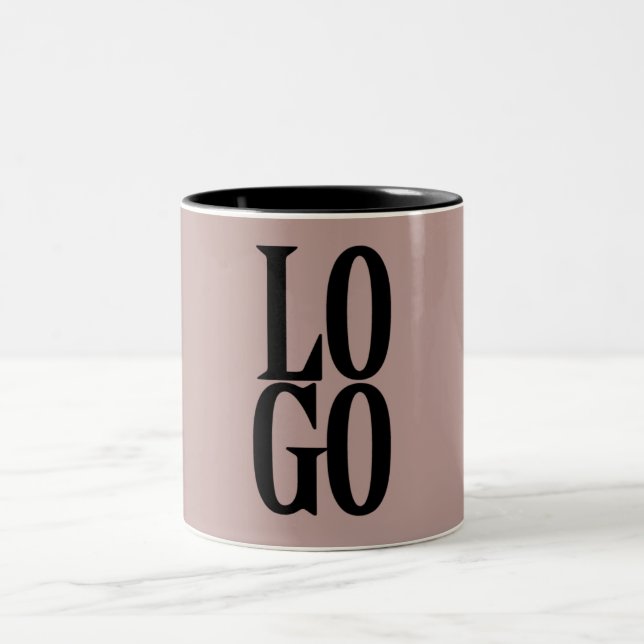 Company or Business Custom Logo on Dusty Pink Two-Tone Coffee Mug (Center)