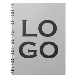 Company or Business Custom Logo on Grey Notebook