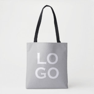 Company or Business Custom Logo on Grey Tote Bag