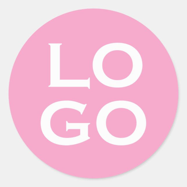 Company or Business Custom Logo on Pink Classic Round Sticker (Front)