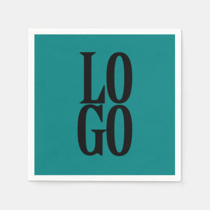 Company or Business Custom Logo on Teal Napkin