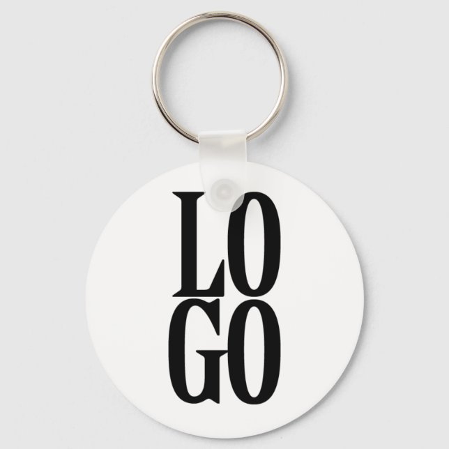 Company or Business Custom Logo on White Key Ring (Front)