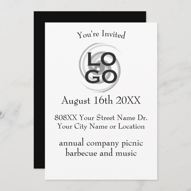 Company or Business Logo Invitation for Event (Front/Back)