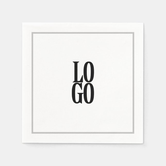 Company or Business Logo with Frame on White Napkin (Front)